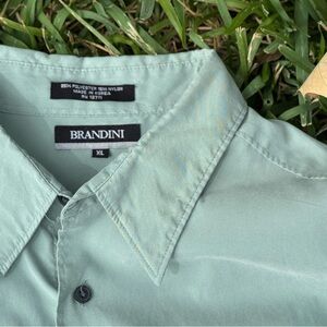 Brandini Men's XL Sage Green Casual Button Down Shirt